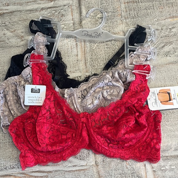 Rene Rofe 3 Pack Padded Lace Bra - Picture 4 of 6